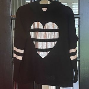 Lauren Moshi Black  Silver Heart Cashmere Sweater XS - Like New